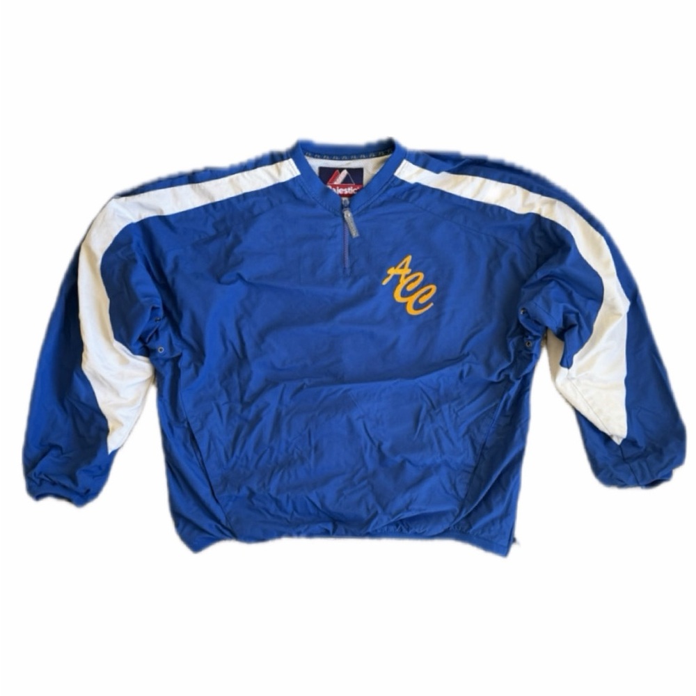 Vintage Majestic Athletic Blue and White ACC Pullover Jacket — Size XL